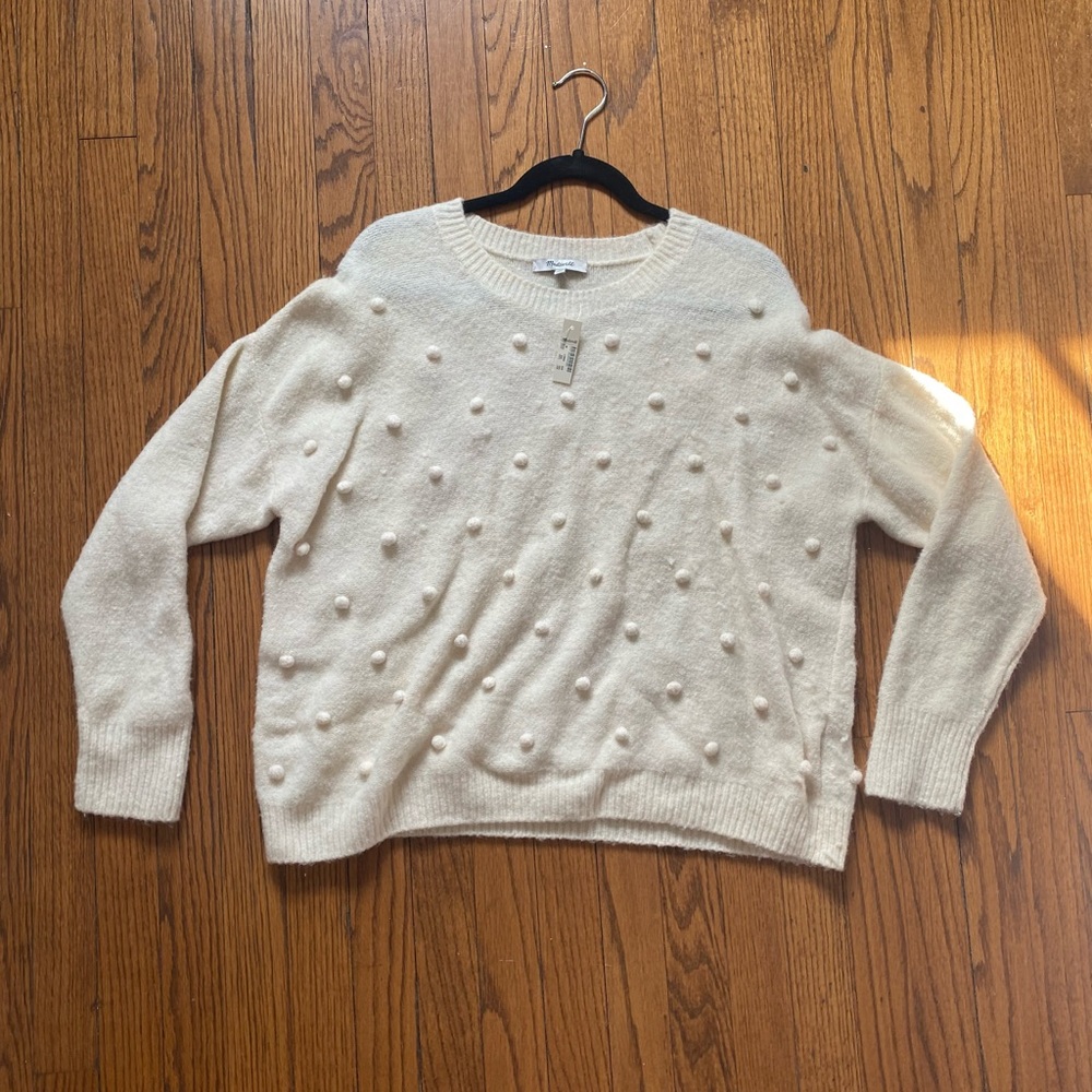 Madewell ivory Pom Pom sweater